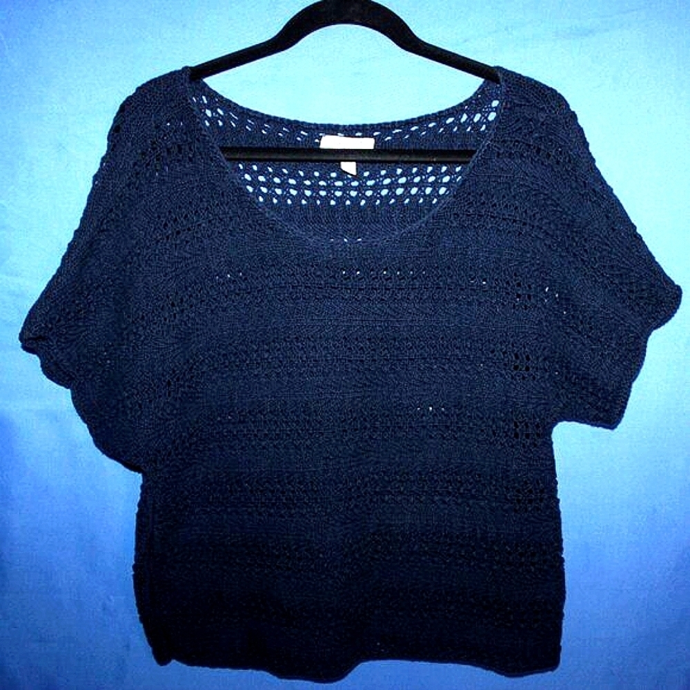 Aeropostale Crochet Knit Top Navy Large